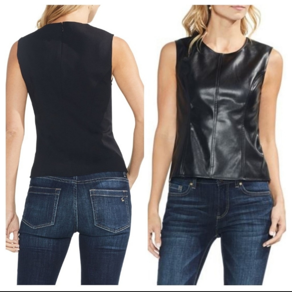 VINCE CAMUTO FAUX LEATHER TOP